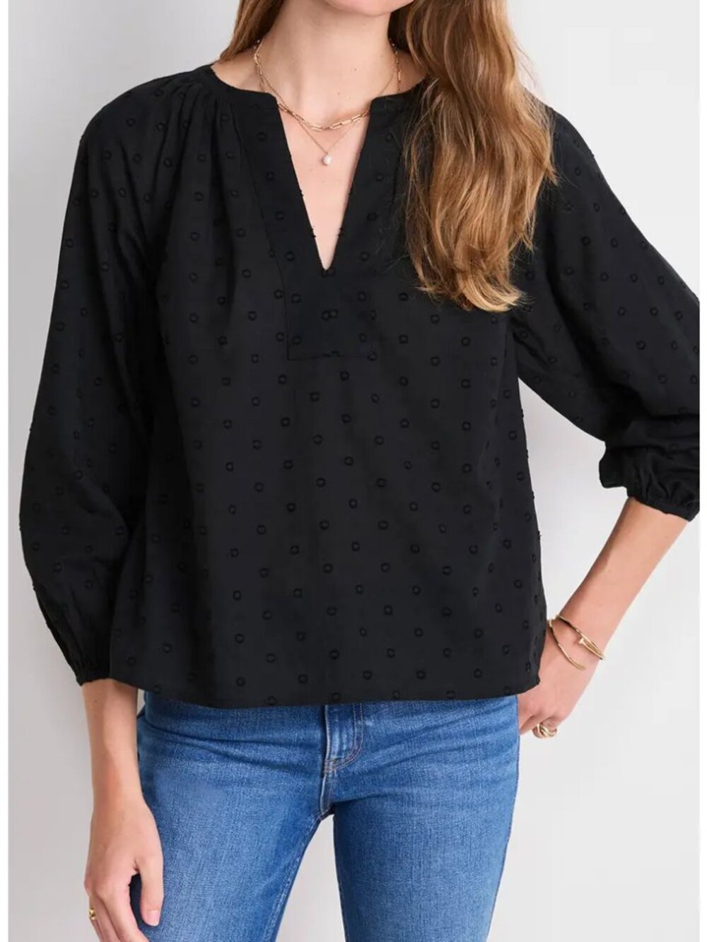 NWT Vineyard Vines Cotton Popover Blouse Cotton Black XL